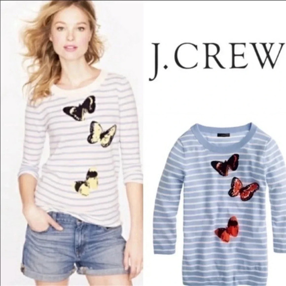 J. Crew | 100% Merino Wool Butterfly Sweater | Flawed Gem Size XS - Picture 1 of 7